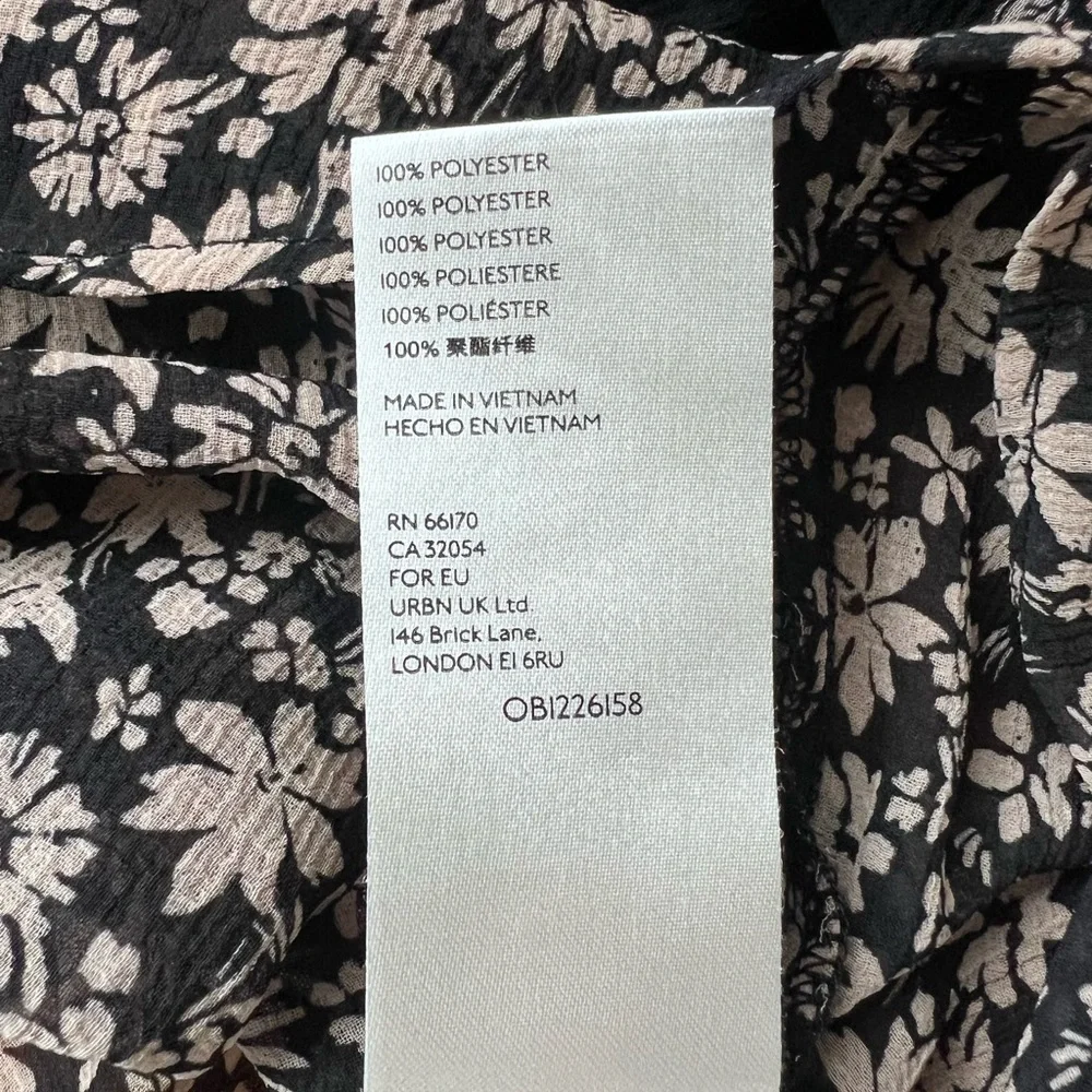 FreePeople Serena Black Floral Blouse Sheer Button Up Ditzy Cottage Witch Size M - Picture 14 of 16